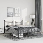 vidaXL Cadre de lit métal sans matelas avec pied de lit noir 150x200cm