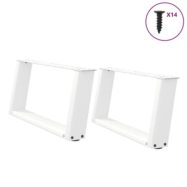 vidaXL Pieds de table basse en U 2 pièces Blanc 60 x (30-31) cm Acier