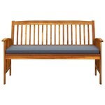 vidaXL Banc de jardin avec coussin 147 cm Bois d'acacia massif