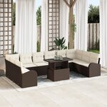 vidaXL Ensemble de Canapés de Jardin de 11 Pièces avec Coussins en Rattan Poly Marron