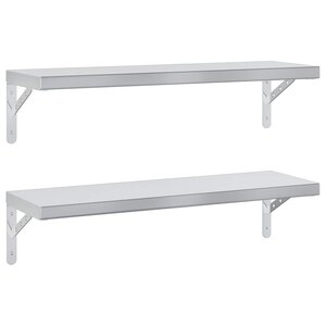 vidaXL Étagères murales 2 Pièces 75x23 5 cm argenté acier inoxydable