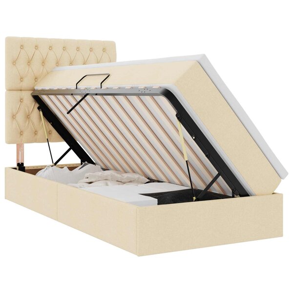 vidaXL Lit avec rangement et matelas Crème 100 x 200 cm tissu