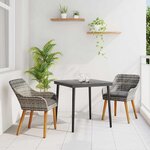 vidaXL Ensemble de salle à manger pour jardin 3 Pièces Gris polyrotin