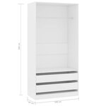 vidaXL Garde-robe Blanc 100x50x200 cm Bois d'ingénierie