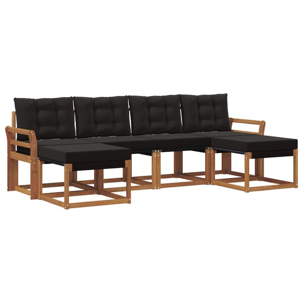 vidaXL Ensemble de canapés d'extérieur 6 pc Naturel et Noir