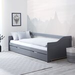 Lit gigogne 90x200 2 matelas bois gris