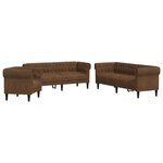 vidaXL Ensemble de canapés 3 Pièces marron tissu
