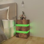 vidaXL Table de chevet à LED chêne fumé 45x35x67 cm bois d'ingénierie
