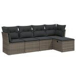 vidaXL Salon de jardin 5 Pièces avec coussins gris résine tressée