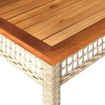 vidaXL Table de jardin beige 80x80x75 cm résine tressée et bois acacia