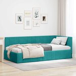 vidaXL Cadre de lit d'angle Turquoise 90 cm x 200 cm tissu