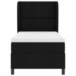 vidaXL Lit à ressorts avec matelas Noir 90 x 200 cm tissu