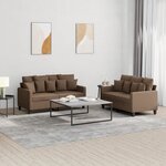 vidaXL Ensemble de canapés 2 Pièces avec coussins Marron Tissu