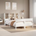 vidaXL Lit bibliothèque sans matelas blanc 160x200 cm bois pin massif