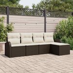 vidaXL Ensemble de canapé de jardin 5 Pièces Marron et blanc Poly rotin