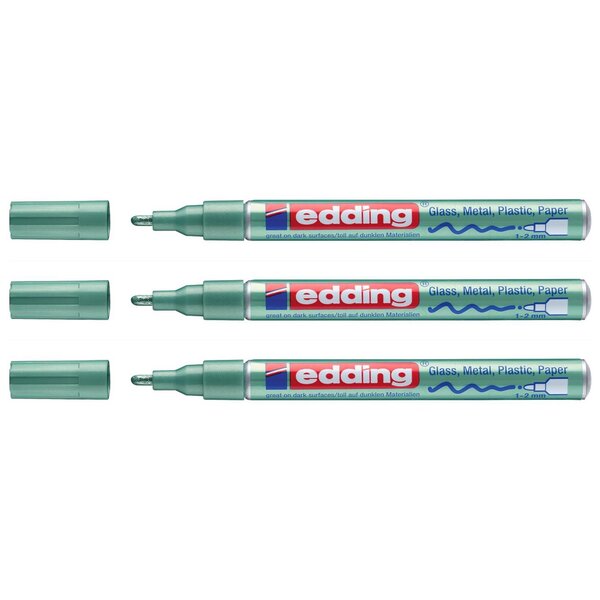Marqueur Permanent Peinture Brillante 751 Vert Métallisé Pointe Ronde 1-2 mm x 3 EDDING