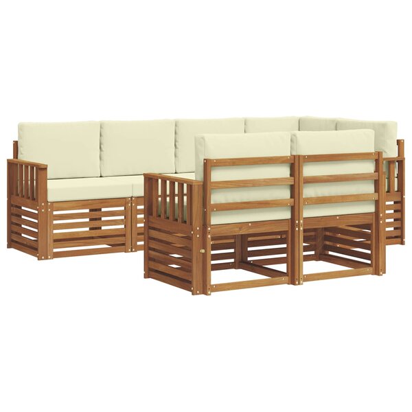 vidaXL Ensemble de canapés d'extérieur 7 pc Naturel et Crème Polyester