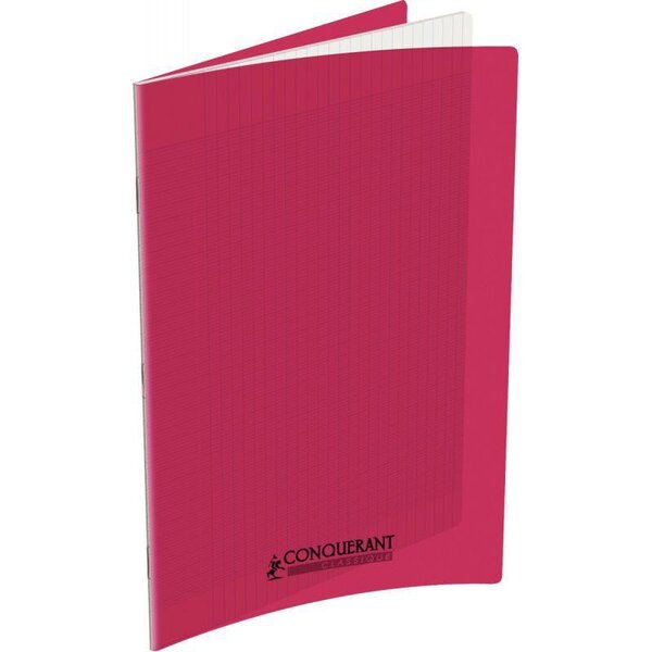 Cahier 96 pages seyès 90 g  couverture polypropylène rose  format 24 x 32 cm CONQUERANT
