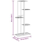 vidaXL Support pour plantes 5 niveaux 43x22x98 cm Blanc Métal