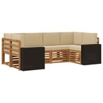 vidaXL Ensemble de canapés d'extérieur 6 pc Naturel et Beige Polyester