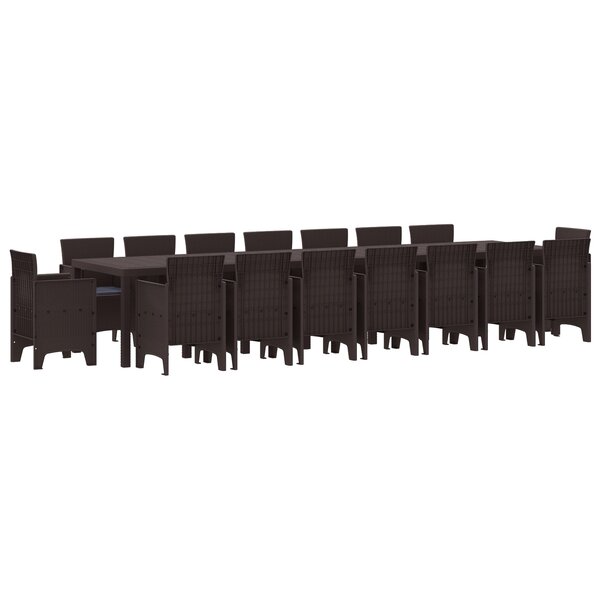 Ensemble Salle à Manger Jardin vidaXL 17 Pièces avec Coussins Marron Poly Rotin