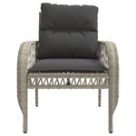 vidaXL Salon de jardin 4 Pièces avec coussins gris clair résine tressée