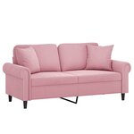 vidaXL Canapé 2 places avec oreillers décoratifs rose 140 cm velours