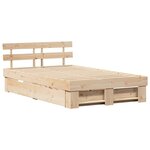 vidaXL Cadre de lit avec tête de lit Marron 135 x 190 cm Pin massif