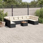 vidaXL Salon de jardin 11 Pièces avec coussins noir résine tressée
