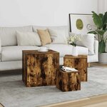 vidaXL Tables d'appoint 3 Pièces Chêne fumé Bois d'ingénierie