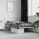 vidaXL Cadre de lit métal sans matelas avec tête de lit blanc 80x200cm