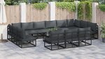 vidaXL Ensemble de canapé de jardin avec coussin 13 Pièces Noir Aluminium
