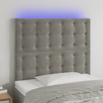 vidaXL Tête de lit à LED Gris clair 90x5x118/128 cm Velours