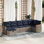 vidaXL Salon de jardin avec coussins 7 Pièces gris résine tressée