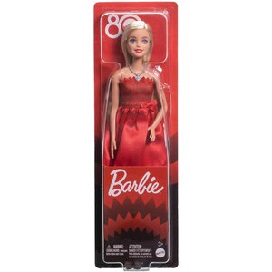 Mattel JGD25 - Barbie 80ème anniversaire de  - Poupée blonde robe rouge
