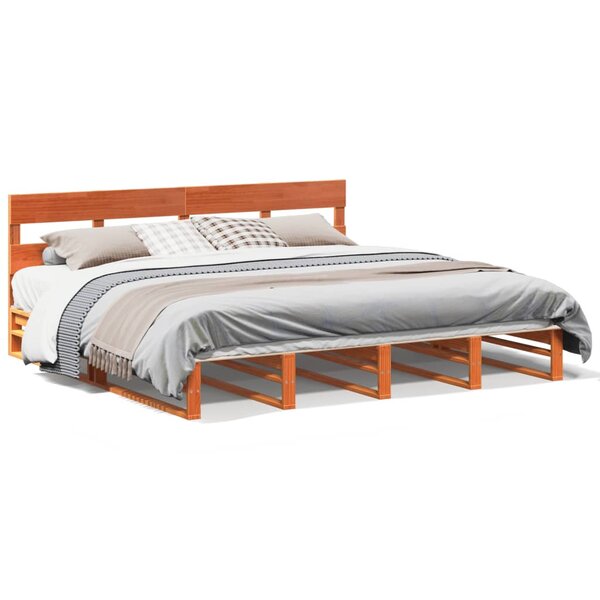 vidaXL Cadre de lit sans matelas cire marron 180x200cm bois pin massif