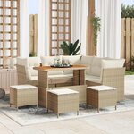 vidaXL Ensemble de canapé de jardin avec coussin 9 Pièces beige et crème