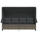 vidaXL Chaise longue avec auvent et coussins gris résine tressée