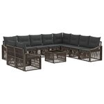 vidaXL Ensemble de canapé de jardin 11 Pièces Gris polyrotin