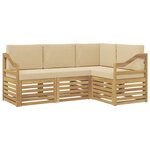 vidaXL Ensemble de canapés d'extérieur 4 pc Blanc et Beige Polyester