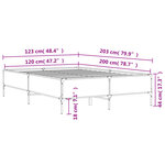 vidaXL Cadre de lit chêne fumé 120x200 cm bois d'ingénierie et métal