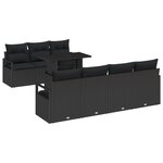 Ensemble de canapés de jardin 8 pièces avec coussins noir poly rattan