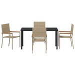 vidaXL Ensemble de jardin 5 pièces en poly rattan beige