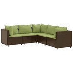 vidaXL Salon de jardin 5 Pièces avec coussins Marron Résine tressée