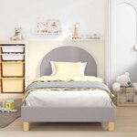 vidaXL Cadre de lit pour enfants avec tête de lit Gris clair 90x200 cm