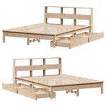 vidaXL Lit bibliothèque sans matelas 135x190 cm bois de pin massif