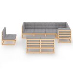 vidaXL Salon de jardin 8 Pièces avec coussins Bois de pin massif