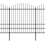 vidaXL Clôture de jardin à dessus en lance Acier (1 75-2)x5 1 m Noir