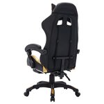 Chaise fauteuil siège pivotante de bureau informatique étude de jeux vidéo avec LED RVB Doré et similicuir or 02_0024204