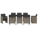 vidaXL Ensemble de Salle à Manger de Jardin de 9 pièces avec Coussins Gris Poly Rattan